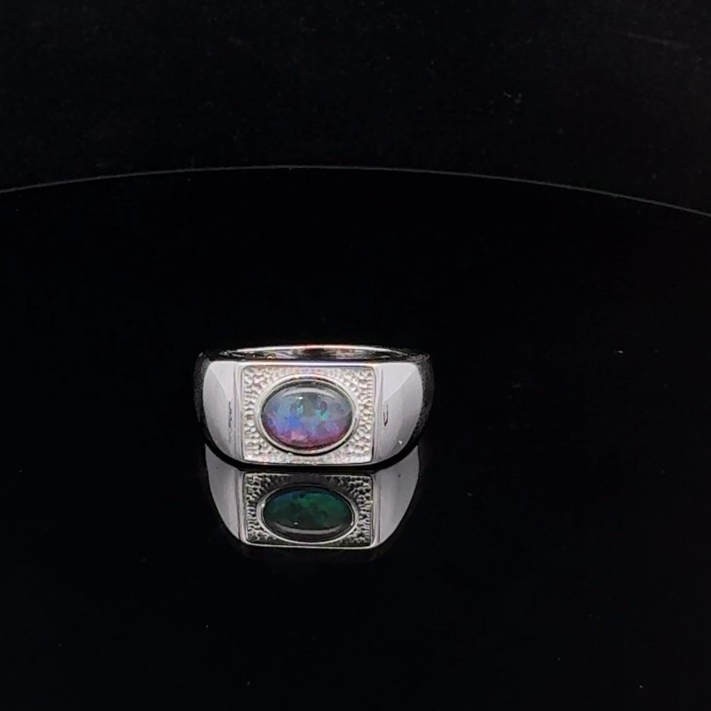 Sterling Silver Triplet Opal Signet Ring