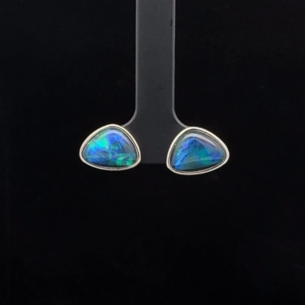 Sterling Silver Triplet Opal Stud Earrings