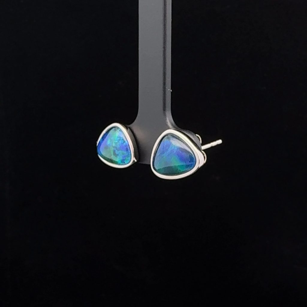 Sterling Silver Triplet Opal Stud Earrings