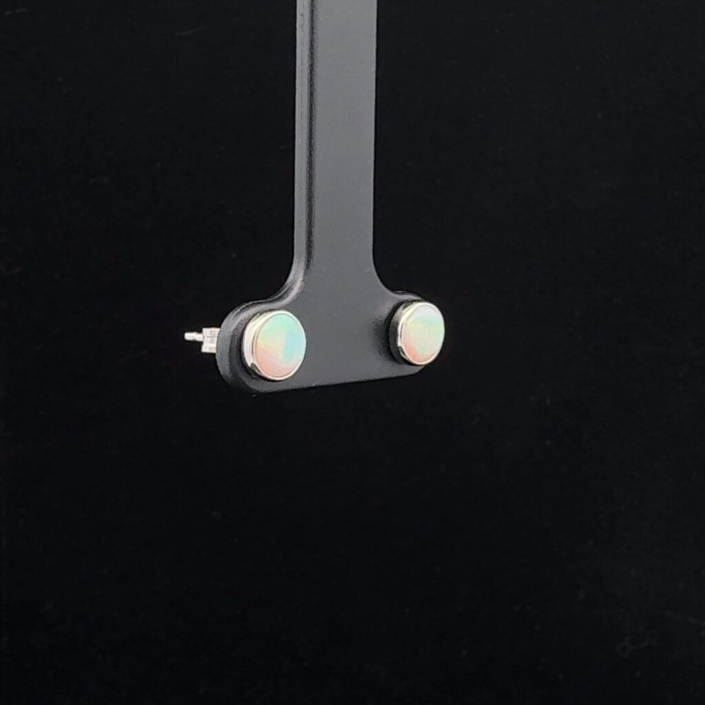 Sterling Silver Solid Light Opal Stud Earring