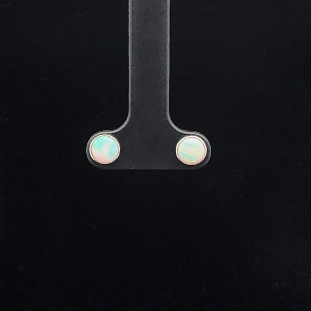 Sterling Silver Solid Light Opal Stud Earring