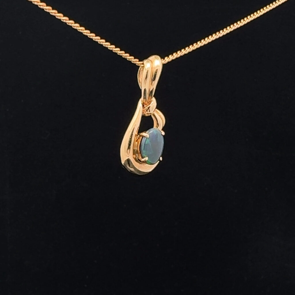 18K Yellow Gold Solid Boulder Opal Pendant