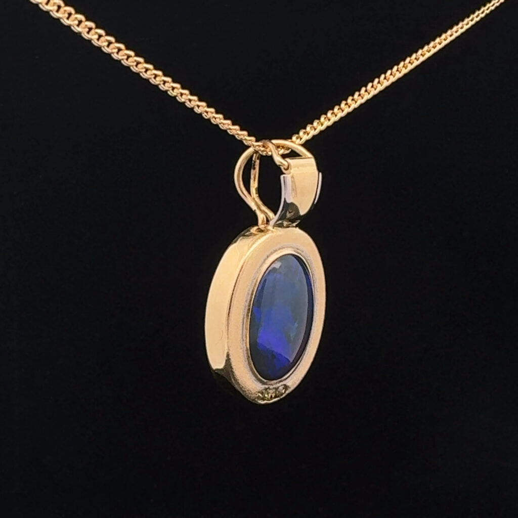 18K Yellow Gold Solid Boulder Opal Pendant