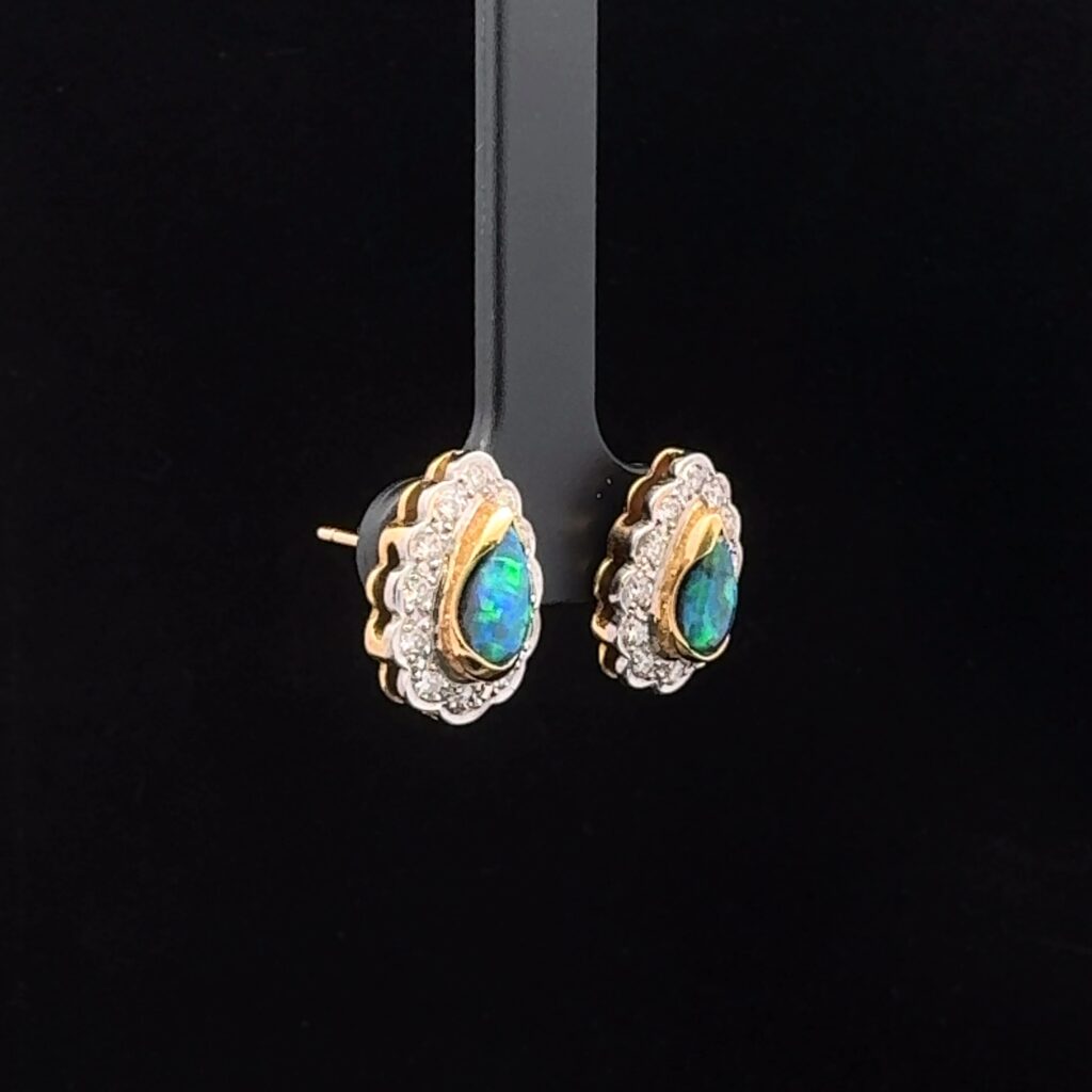 18K Yellow Gold Boulder Opal Stud Earrings