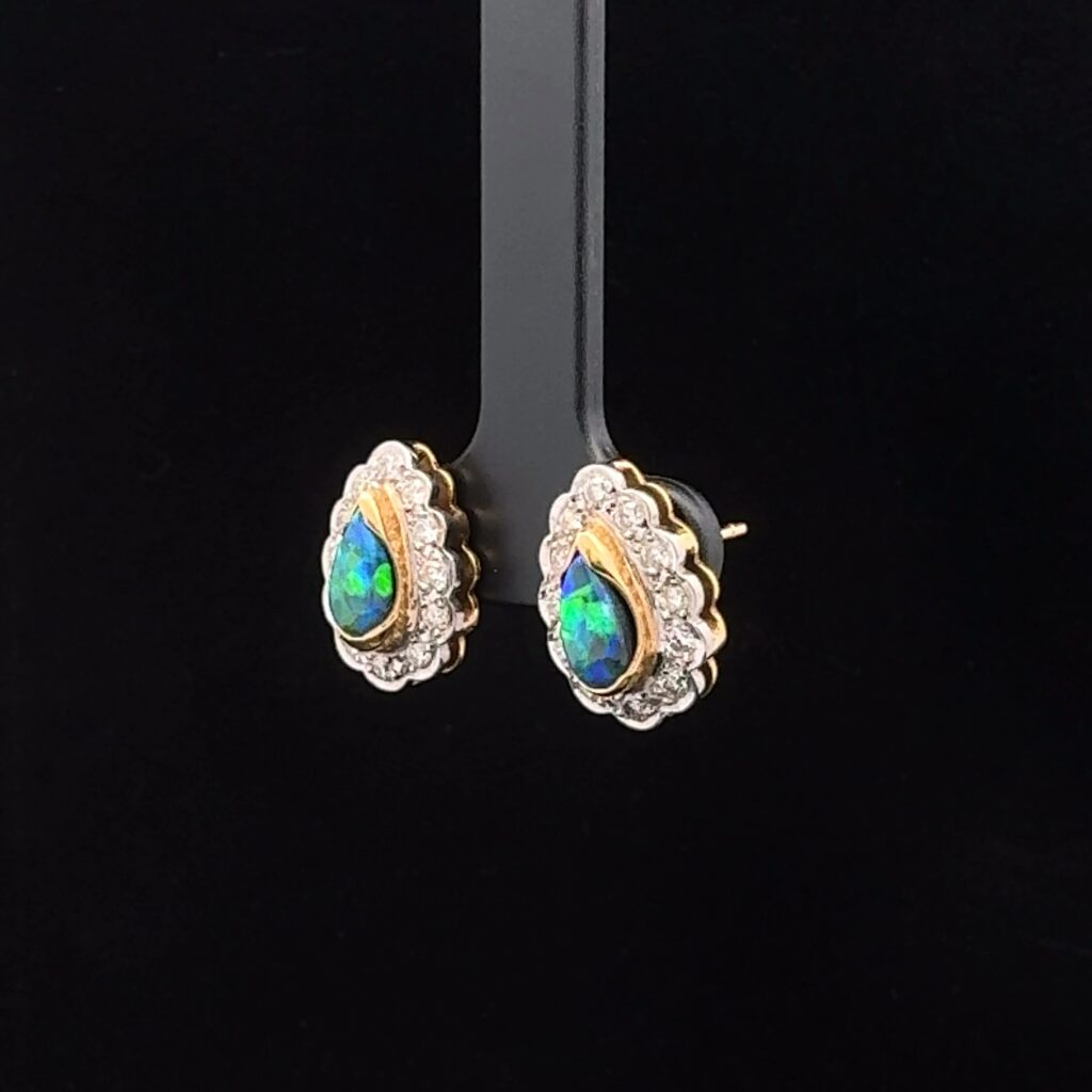 18K Yellow Gold Boulder Opal Stud Earrings