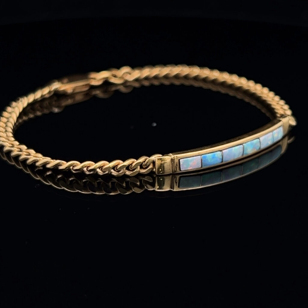 18K Yellow Gold Inlay Opal Bracelet