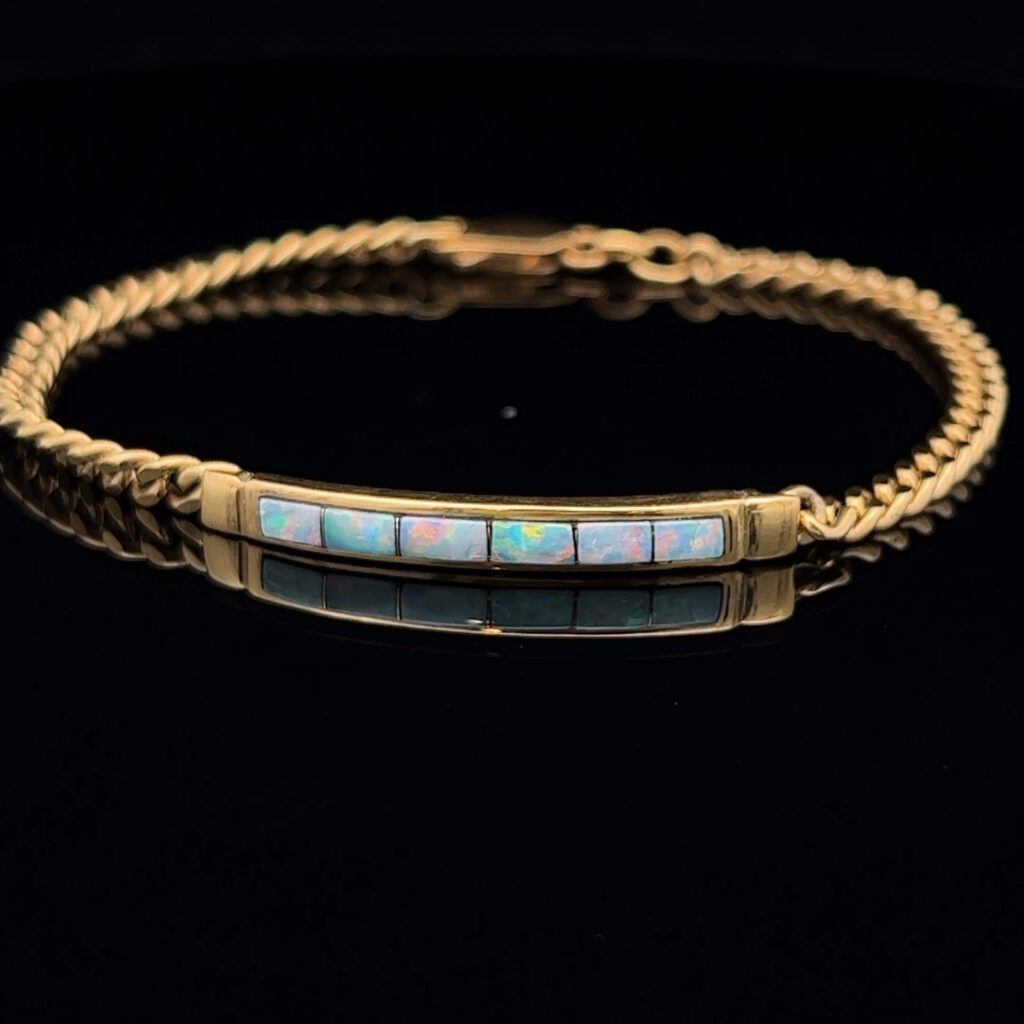 18K Yellow Gold Inlay Opal Bracelet