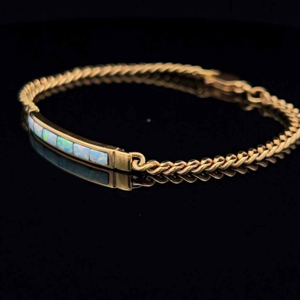 18K Yellow Gold Inlay Opal Bracelet