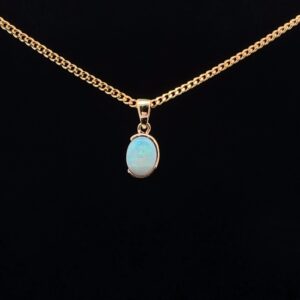 14K Yellow Gold Solid Crystal Opal Pendant 52101