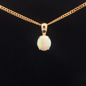 9K Yellow Gold Solid Crystal Opal Pendant