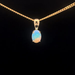 9K Yellow Gold Solid Crystal Opal Pendant