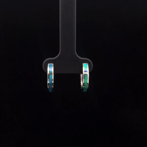 Sterling Silver Inlay Opal Huggie Earrings 69689