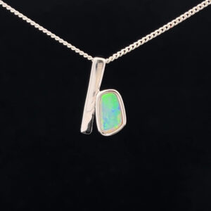 Sterling Silver Solid Crystal Opal Slider Pendant 68431