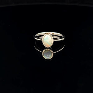 Sterling Silver Solid Light Opal Ring 68451