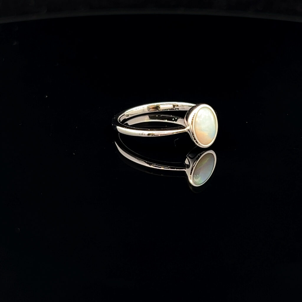 Sterling Silver Solid Light Opal Ring 68451