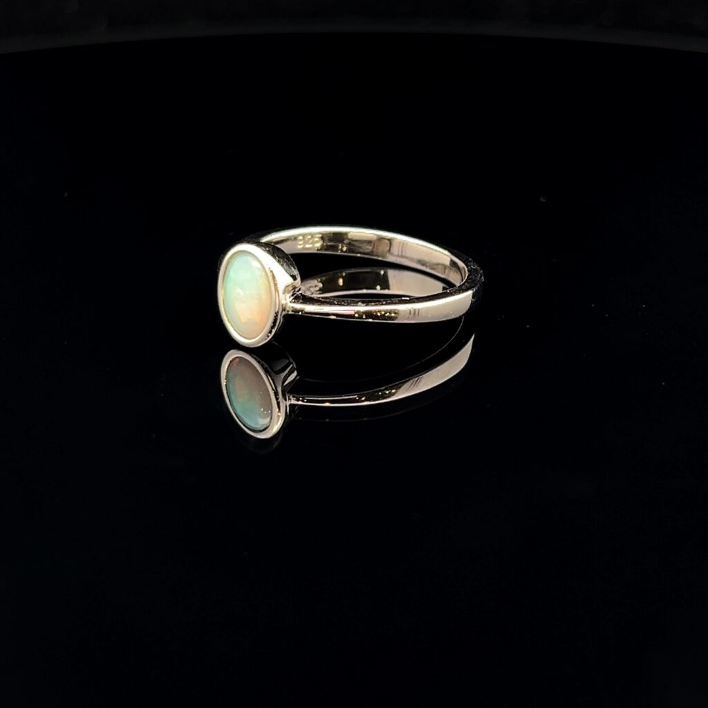 Sterling Silver Solid Light Opal Ring 68462