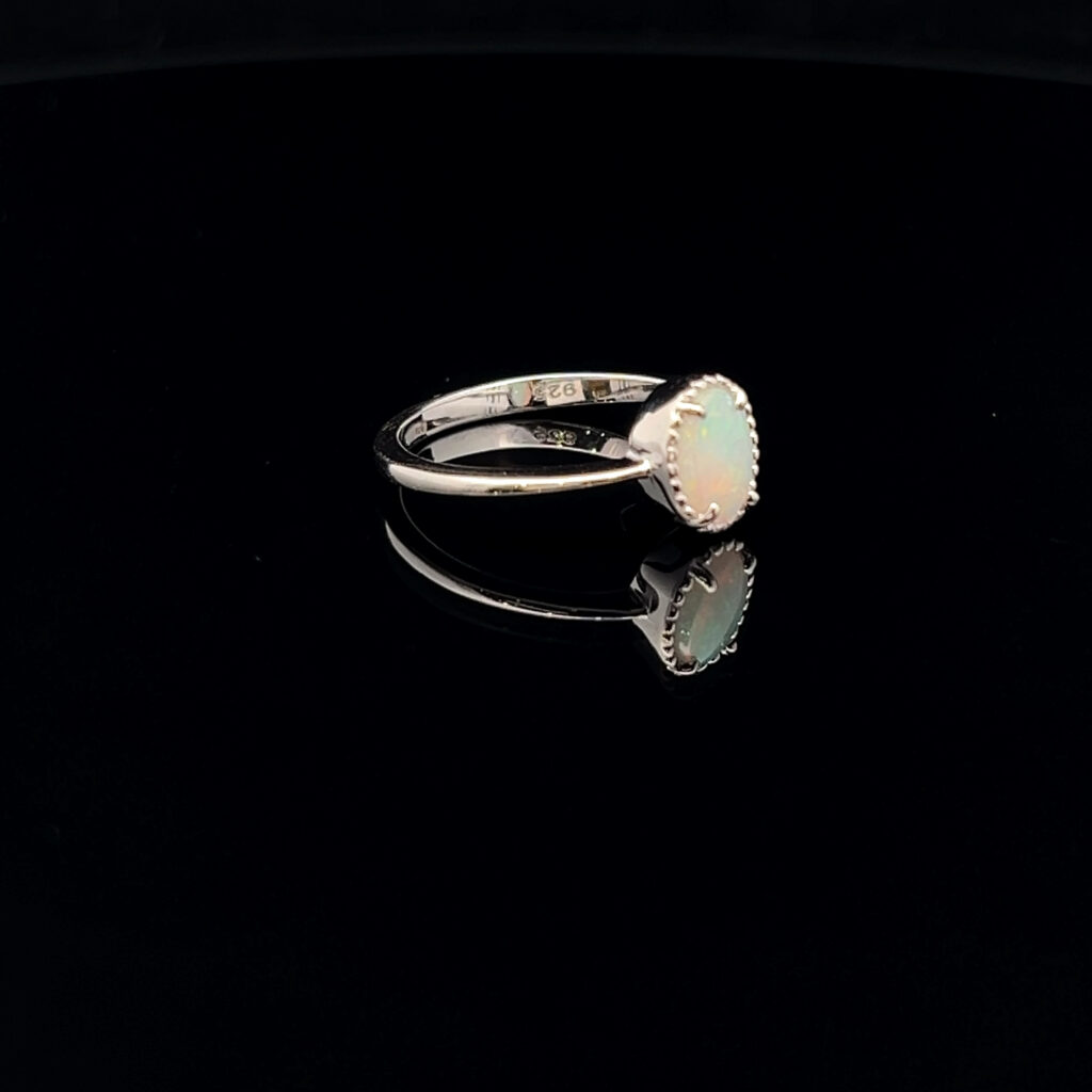 Sterling Silver Solid Light Opal Ring 68467