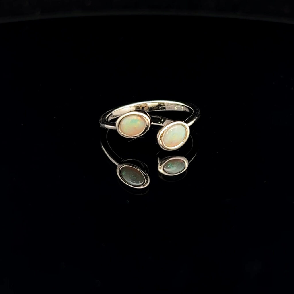 Sterling Silver Solid Light Opal Ring 68471