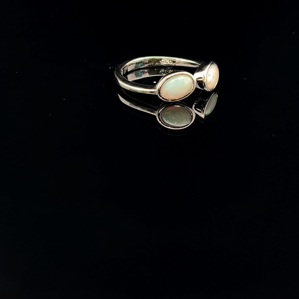 Sterling Silver Solid Light Opal Ring 68475