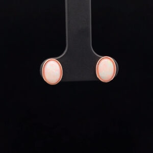 Rose Gold Plated Sterling Silver Solid Light Opal Stud Earrings 68685