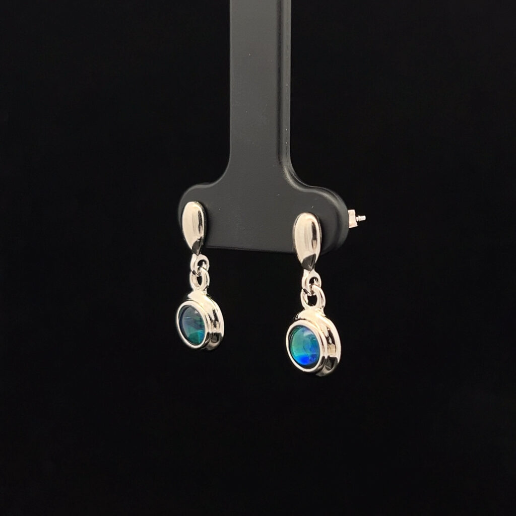 Sterling Silver Triplet Opal Drop Earrings 68751