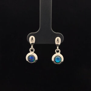 Sterling Silver Triplet Opal Drop Earrings 68751