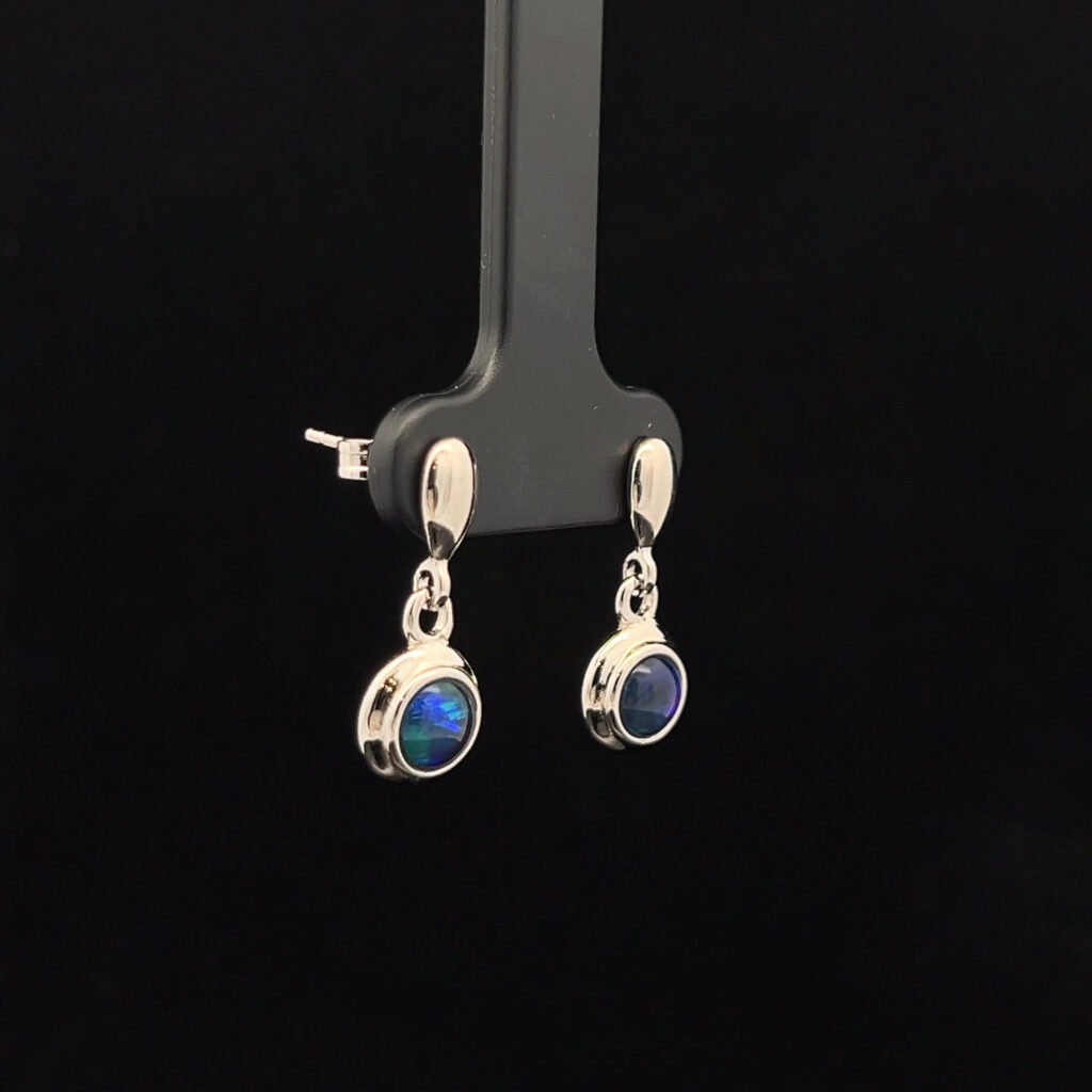 Sterling Silver Triplet Opal Drop Earrings 68751