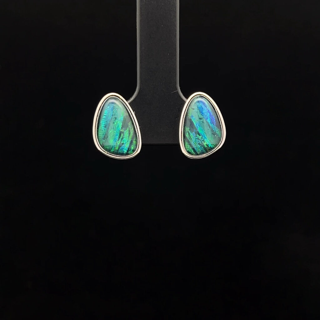 Sterling Silver Triplet Opal Stud Earrings 68764