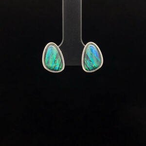 Sterling Silver Triplet Opal Stud Earrings 68764