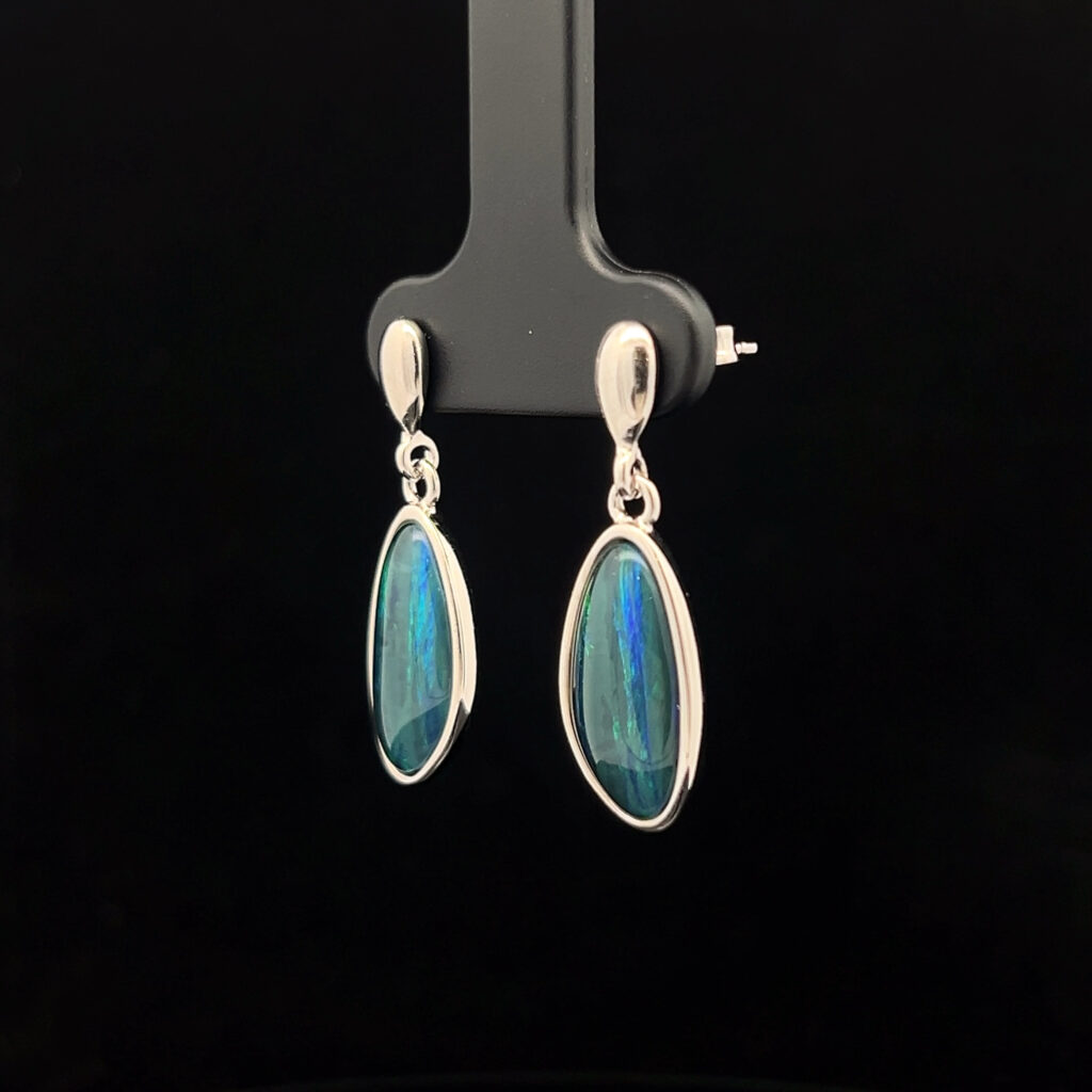 Sterling Silver Triplet Opal Drop Earrings 68768