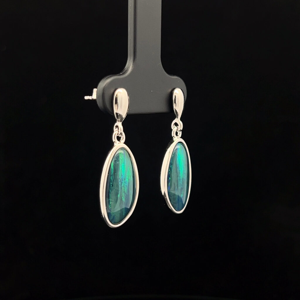 Sterling Silver Triplet Opal Drop Earrings 68768