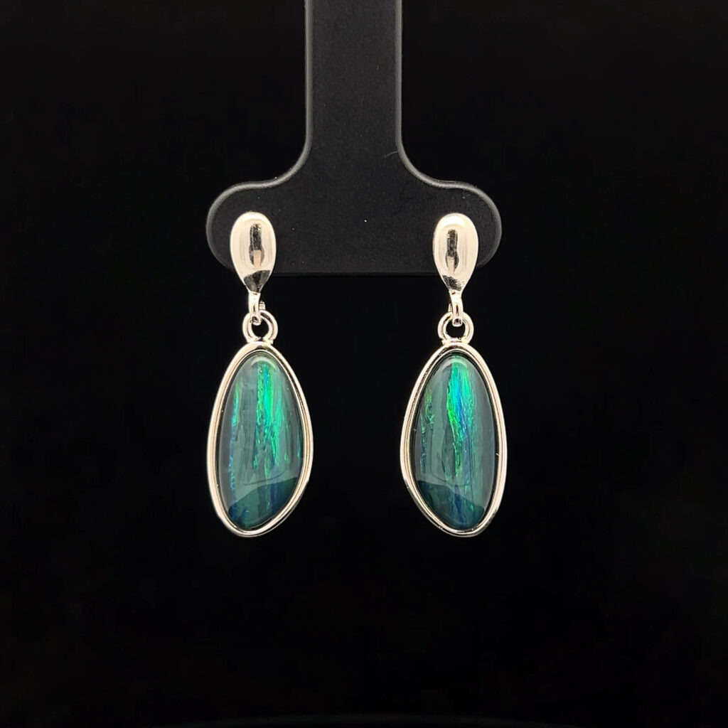 Sterling Silver Triplet Opal Drop Earrings 68768