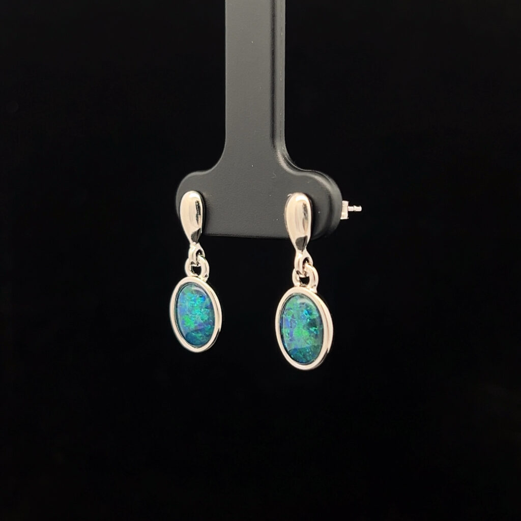 Sterling Silver Triplet Opal Drop Earrings 68771