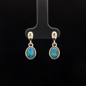 Sterling Silver Triplet Opal Drop Earrings 68771