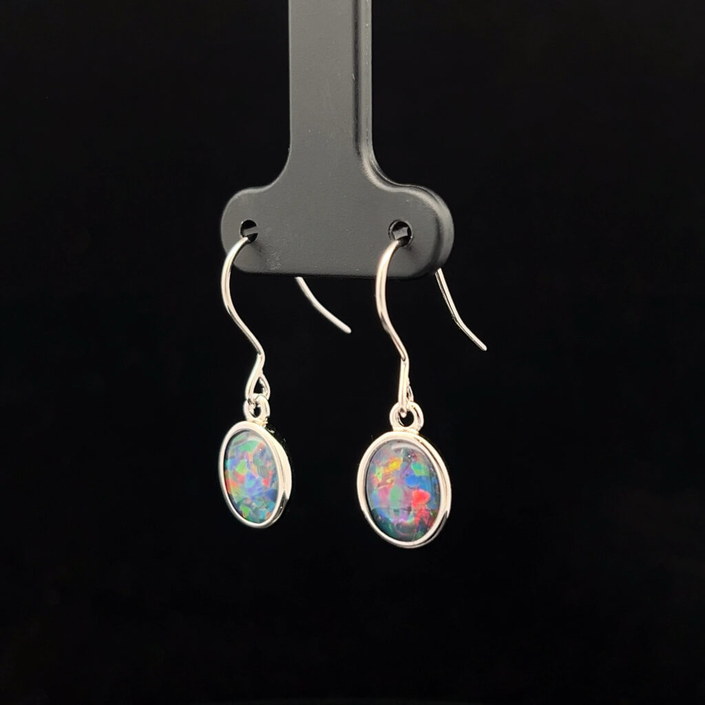 Sterling Silver Triplet Opal Drop Earrings 68860