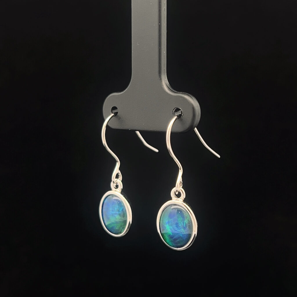 Sterling Silver Triplet Opal Drop Earrings 68860