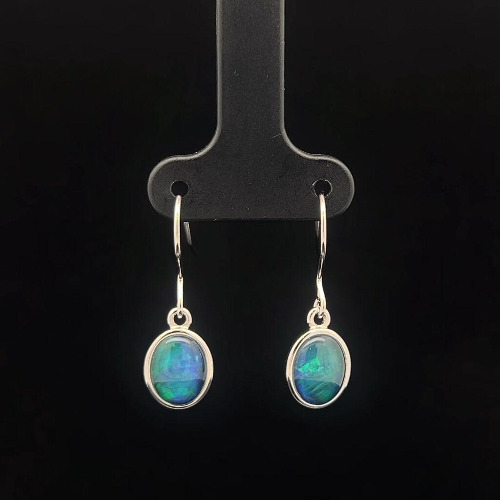 Sterling Silver Triplet Opal Drop Earrings 68860