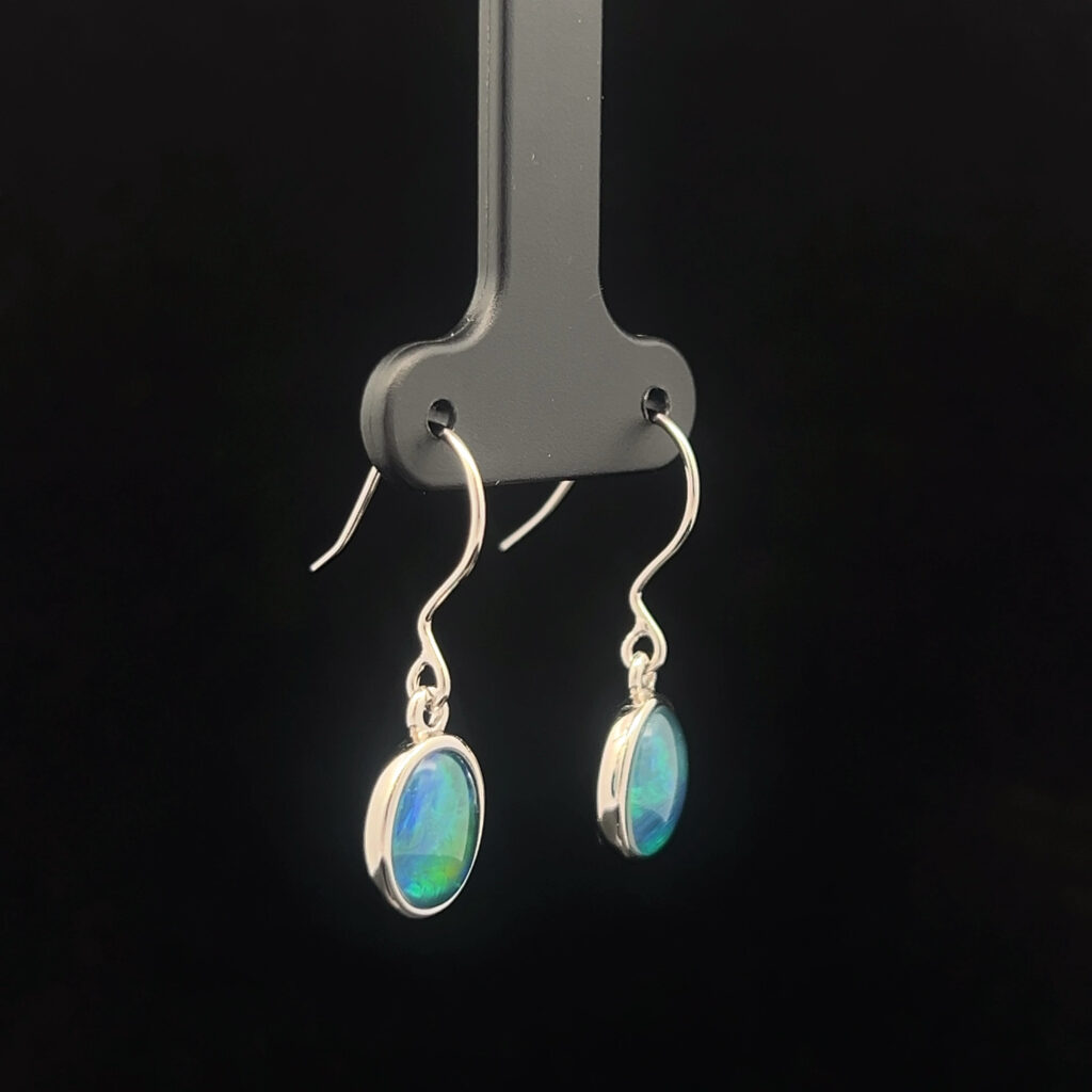 Sterling Silver Triplet Opal Drop Earrings 68860