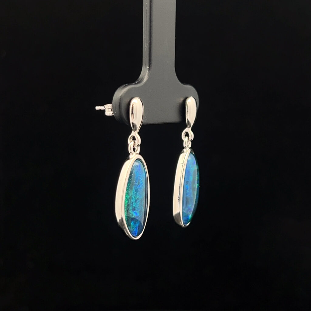 Sterling Silver Triplet Opal Drop Earrings 68871