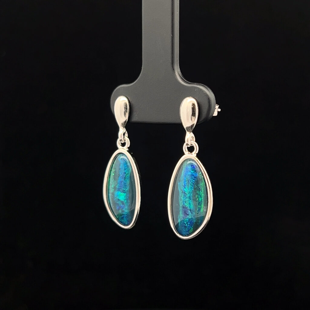 Sterling Silver Triplet Opal Drop Earrings 68871