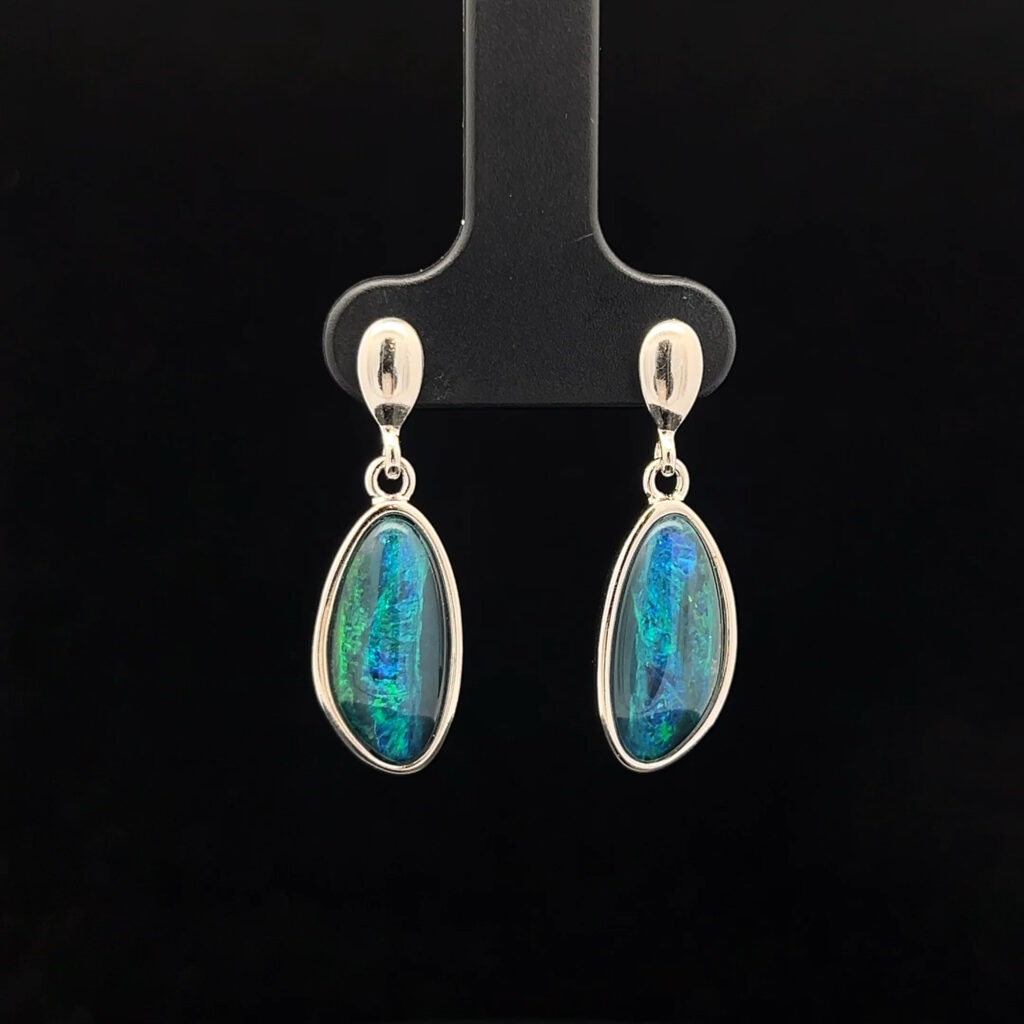 Sterling Silver Triplet Opal Drop Earrings 68871