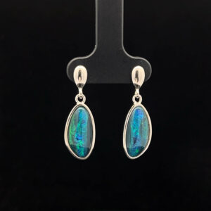 Sterling Silver Triplet Opal Drop Earrings 68871