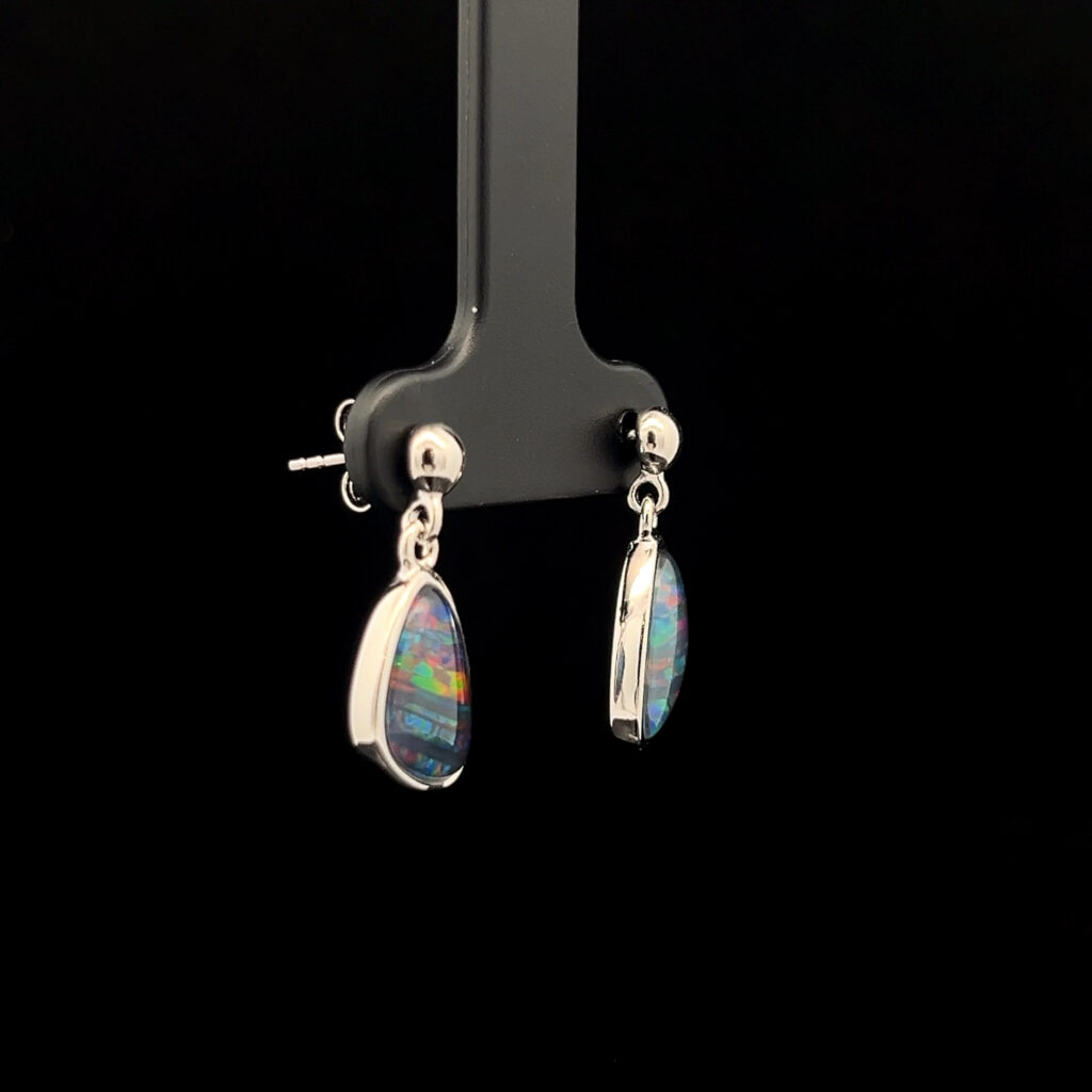 Sterling Silver Triplet Opal Drop Earrings 68875