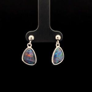 Sterling Silver Triplet Opal Drop Earrings 68875