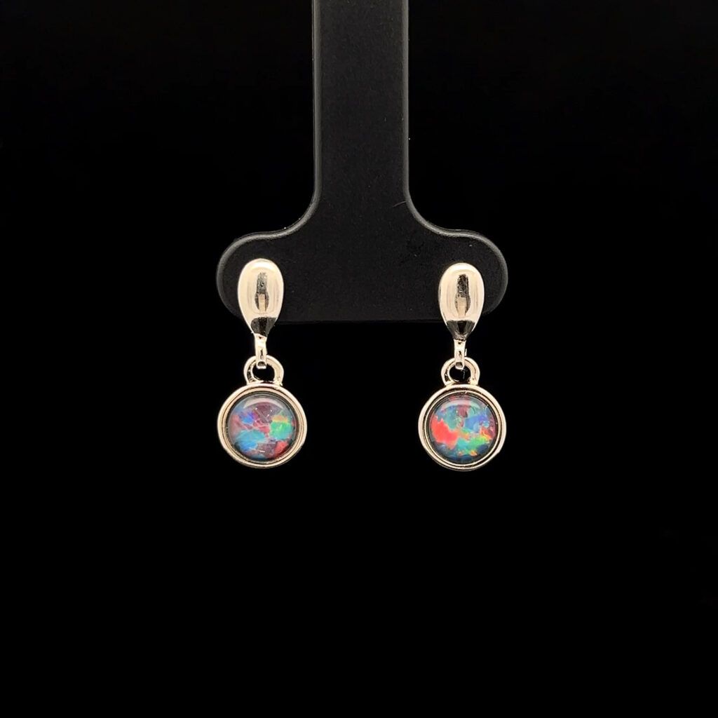 Sterling Silver Triplet Opal Drop Earrings 68879