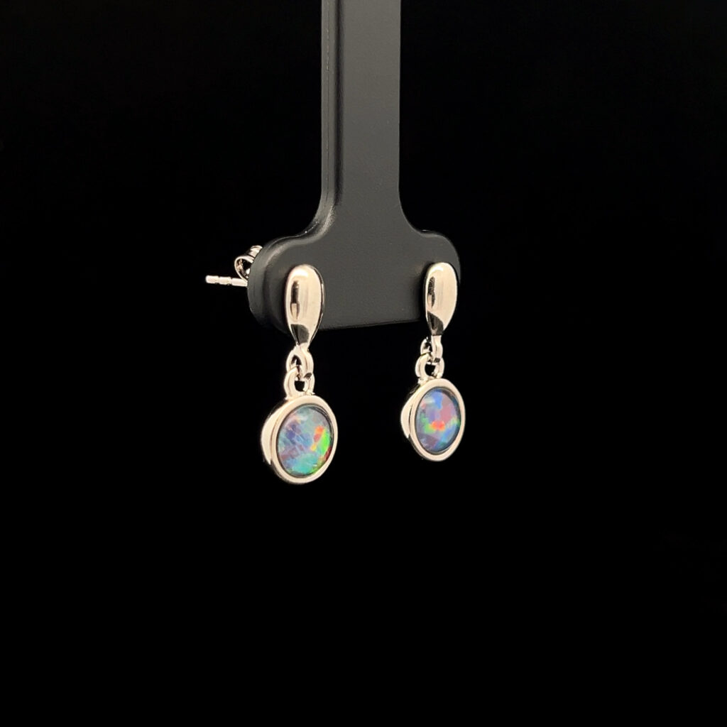 Sterling Silver Triplet Opal Drop Earrings 68879