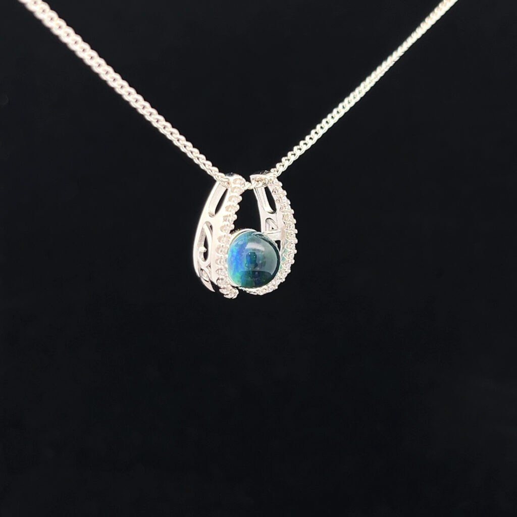 Sterling Silver Triplet Opal & Cubic Zirconia Slider Pendant 68955