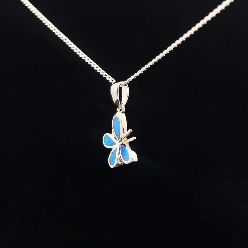 Sterling Silver Inlay Opal Butterfly Pendant 70306