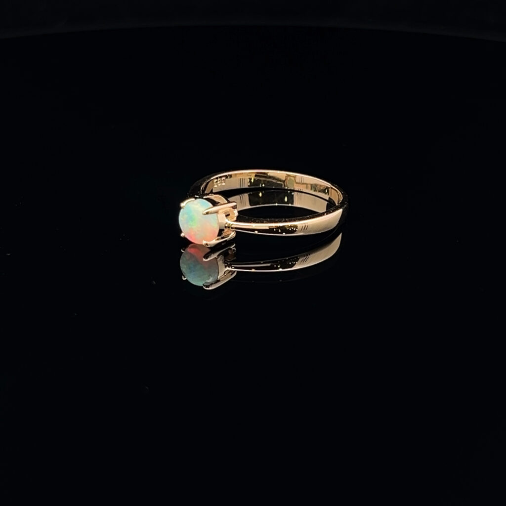 14K Yellow Gold Solid Crystal Opal Ring 70325