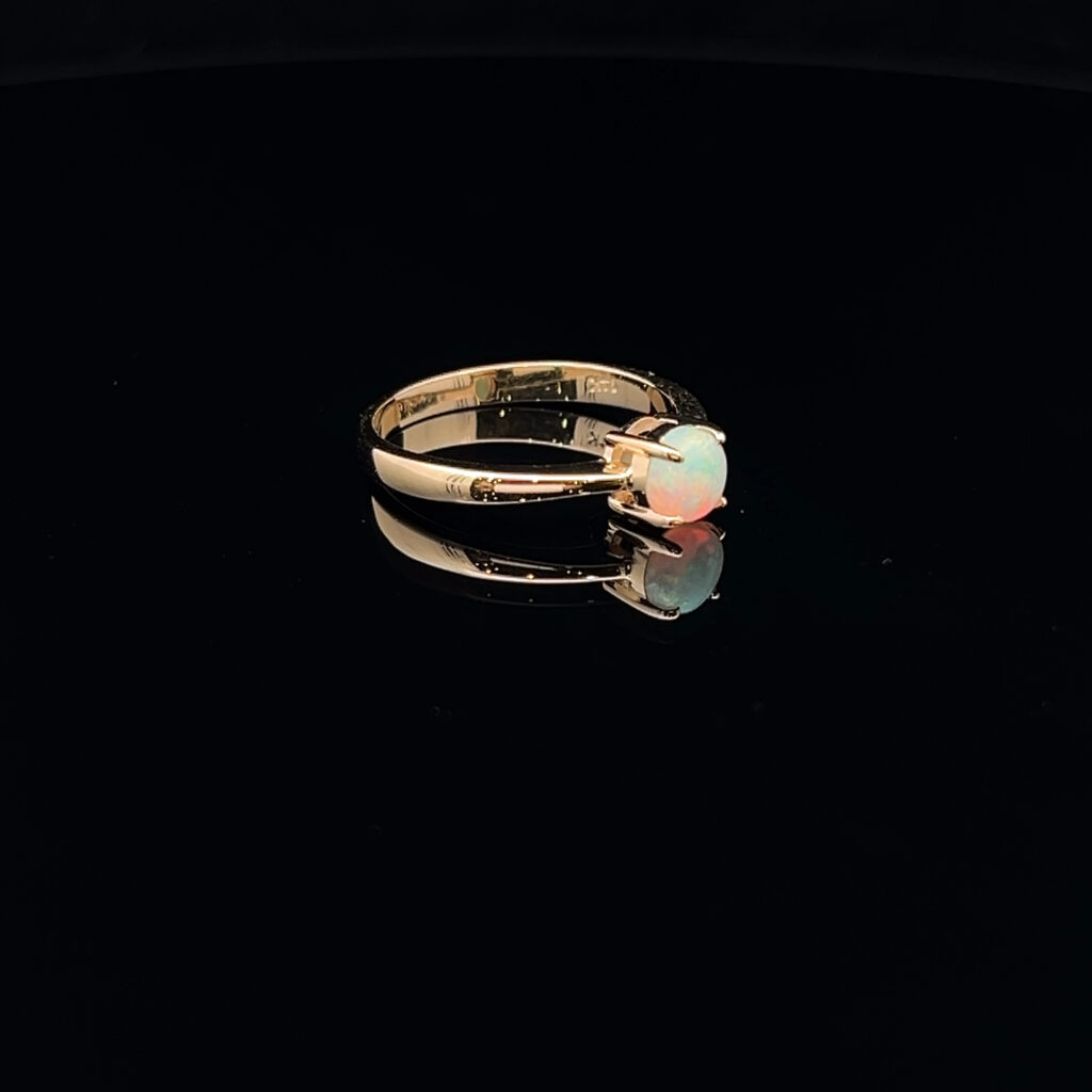 14K Yellow Gold Solid Crystal Opal Ring 70325